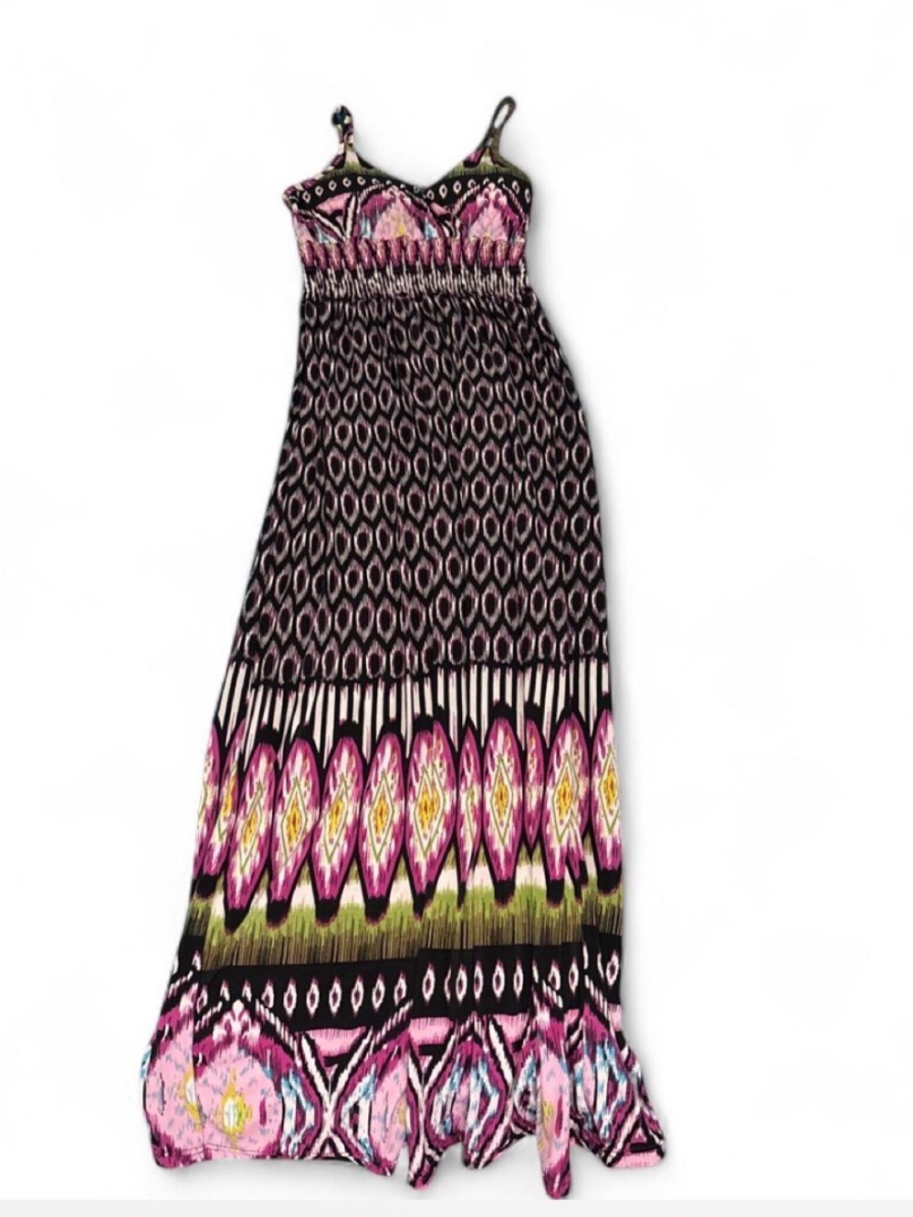 Cristinalove Pink and Black Patterned Maxi Dress